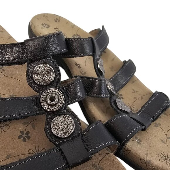 Taos Womens Prize 3 Leather Slide Sandals, Comfort, Black, Size 40 / US 9 - Picture 6 of 9